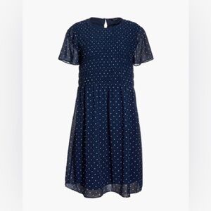 Madewell Georgette Smock-Top Mini Dress in Polka Dot Womens XS Blue & White